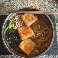 Vegan ramen with crispy tofu.  at Ramen Bambu in Lisbon