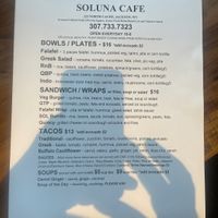 Menu page 1  at Soluna Cafe in Jackson