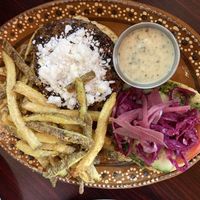 Veg burger with fries (yum!)  at Soluna Cafe in Jackson