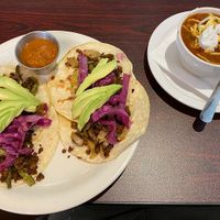 Cactus tacos and chili!!  So good!  at Soluna Cafe in Jackson