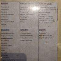 Allergen menu with a vegan section. The vegan kladdkaka is missing from the vegan section. at Årummet in Uppsala