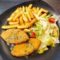 Fish and chips at Makan Vegan - 斋这里 in Central Singapore