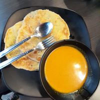 Prata with curry potato at Makan Vegan - 斋这里 in Central Singapore