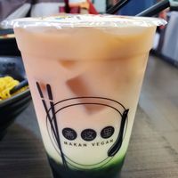 Three color bubble tea at Makan Vegan - 斋这里 in Central Singapore