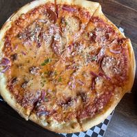 Meet Lovers Pizza (half with pepperoni because I’m sugar free and can’t have the pepperoni )  at The Attic Bar & Stage in Calgary