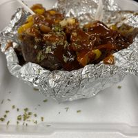 Loaded ‘barrel’ potato, jackfruit n cheese for the vegetarian   at Wholy Smoke Family Restaurant in Mauldin