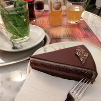 Chocolate tarte and mint tea at Cafe Geissner in Giessen