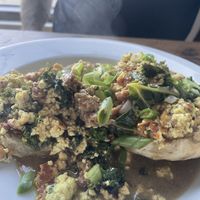 Vegan biscuits and gravy  at Rabbits Cafe - Killingsworth in Portland