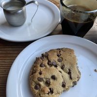 Chocolate chip cookie and an americano  at Rabbits Cafe - Killingsworth in Portland