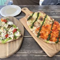 Half of each of the vegan options  at Bonta Italia in Tokyo