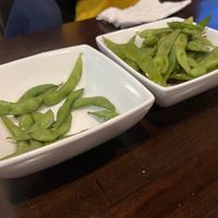 Salty, savory edamame - decent portion for sharing  at Umi Sushi in Green Bay