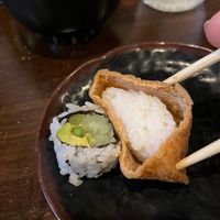 Fairly dry inari pouch with so much more room for additional rice 🙁 at Umi Sushi in Green Bay