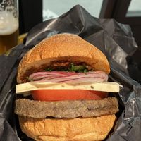 Arabian vegan burger  at CARVAAN Delicatessen & Beer stop in Tokyo