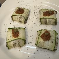 €11 for four “zucchini raviolis’ they were tasty.   at La Sella in Cartagena