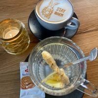 Coffee & tea💞 (the stroopwafel is not vegan…)  at BY AMI in Rotterdam