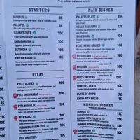 Menu at El Hummus in Mallorca
