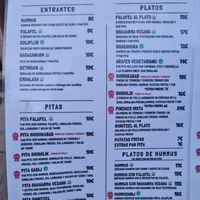 Menu at El Hummus in Mallorca