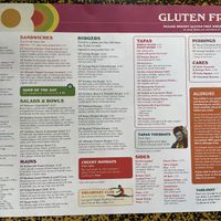 Gluten free menu  at Lounges - Panero Lounge in Southsea