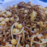 Koshari with the tomato sauce mixed in. at Abu Tarek in Cairo