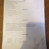 Menu at The Petersfield in Cambridge