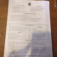 Menu at The Petersfield in Cambridge