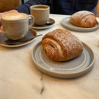 vegan pain au chocolat and oat cappuccino  at Central Brew Coffee in Dublin