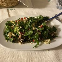 Warm Bulgur salad with mushrooms and baby spinach  at Pilvax Restaurant & Wine Bar in Brasov