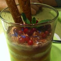 raw pumpkin tiramisu at The Beginnings - Skolas in Riga