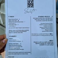 Sweet menu at Kafe 5999 in Willemstad