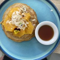 orange pancakes made vegan  at Kafe 5999 in Willemstad