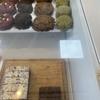 The far right matcha cookie, next to it oatmeal cookie and below banana bread are all vegan!   at Kafe 5999 in Willemstad