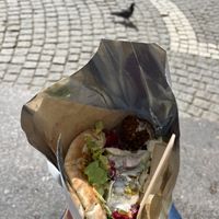 Falafel and hummus in pita  at Elli's Falafel in Stockholm