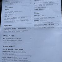 Vegetarian menu  at Hello Beasty in Auckland