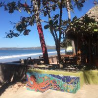 The outdoor patio during the daytime before they are open at Lora Loka in La Manzanilla