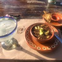 Aztec soup with margarita at Lora Loka in La Manzanilla