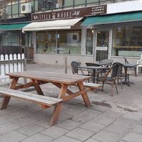 Outside the bakery at Spigamadre in Arsta
