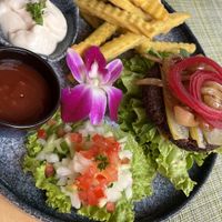 No bun burger, soo tasty!!  at HeyBong - The Healthy Secrets  in Siem Reap