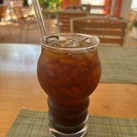 Cocospresso (espresso, coconut water) with glass straw.  at HeyBong - The Healthy Secrets  in Siem Reap