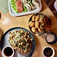 Spinach dumplings, cauliflower nuggets, tofu cumin noodles  at HeyBong - The Healthy Secrets  in Siem Reap