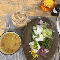 Num Bahn Chok and iced oat lattee  at HeyBong - The Healthy Secrets  in Siem Reap