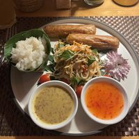Vegan sausages with sticky rice   at HeyBong - The Healthy Secrets  in Siem Reap