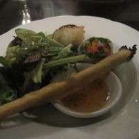 Starter plate from the table d'hôte :
Zen roll, imperial roll, fried sushi and house salad. at Zen Gardens - Quebec in Quebec
