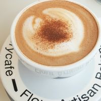 Cappuccino with oatmilk at Flour Artisan Bakery in Seoul