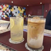 Lemonade and soy-milk latte  at Flour Artisan Bakery in Seoul
