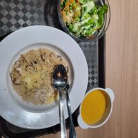 Carbonara with pumpkin soup from western station at Lian Xin - 莲芯膳坊 in Central Singapore