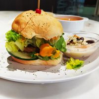 Western set - Mushroom Burger  at Lian Xin - 莲芯膳坊 in Central Singapore