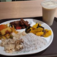 3 veg items with noodles and warm soymilk at Lian Xin - 莲芯膳坊 in Central Singapore