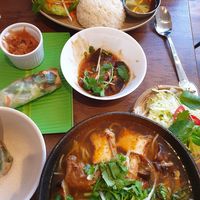 Noodle soup, summer roll, spicy aubergine at BUDDHA TASTE in South East London