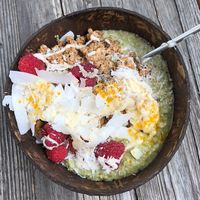 Matcha Banana Porridge   at Bio Cafe Blütezeit in Vienna