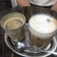 Iced coffee with oatmilk and black coffee   at Bio Cafe Blütezeit in Vienna